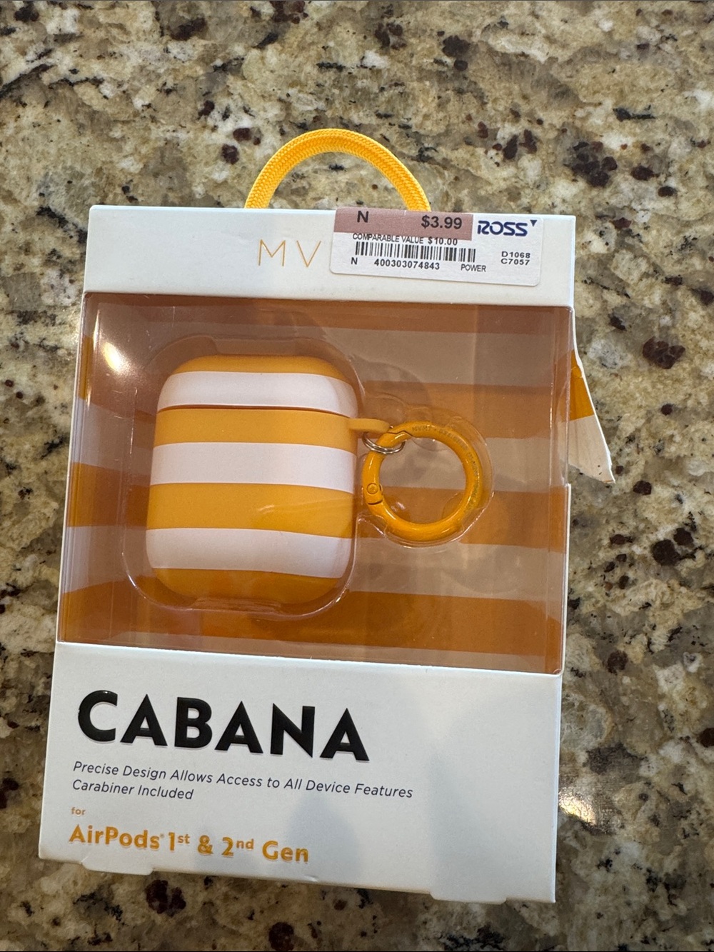CABANA Striped Yellow & White AirPods Case